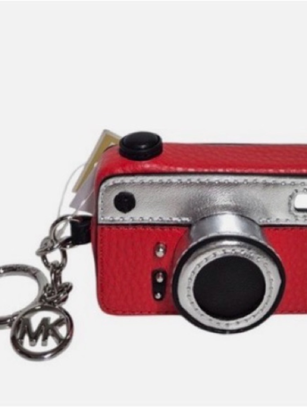 140 - MICHAEL KORS CAMERA BAG CHARM KEYCHAIN DK Sangria Red and Silver  NWT